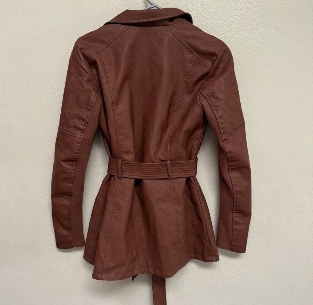 Baccini Women's Faux Leather Jacket Size Small, Brown - Picture 3 of 7
